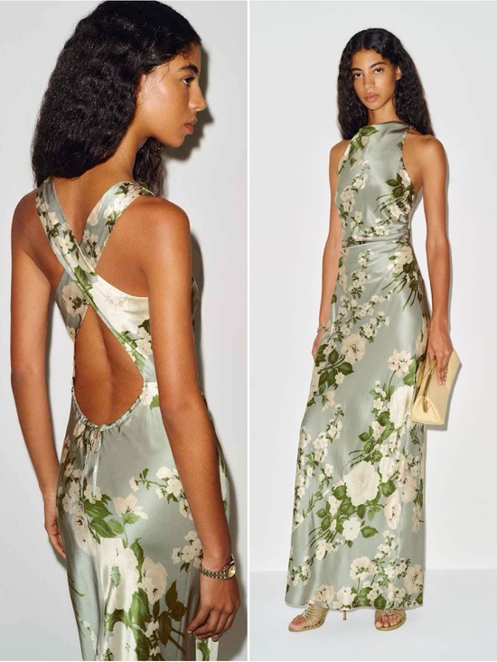 Reformation Dresses & Skirts - Reformation Anais Floral Silk Dress Tarragon Green Size 4 NWT